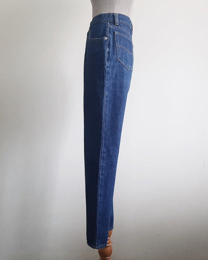 Vintage Blue Tapered Jeans Womens High Waisted Slim Fit Pants XS 25" Waist