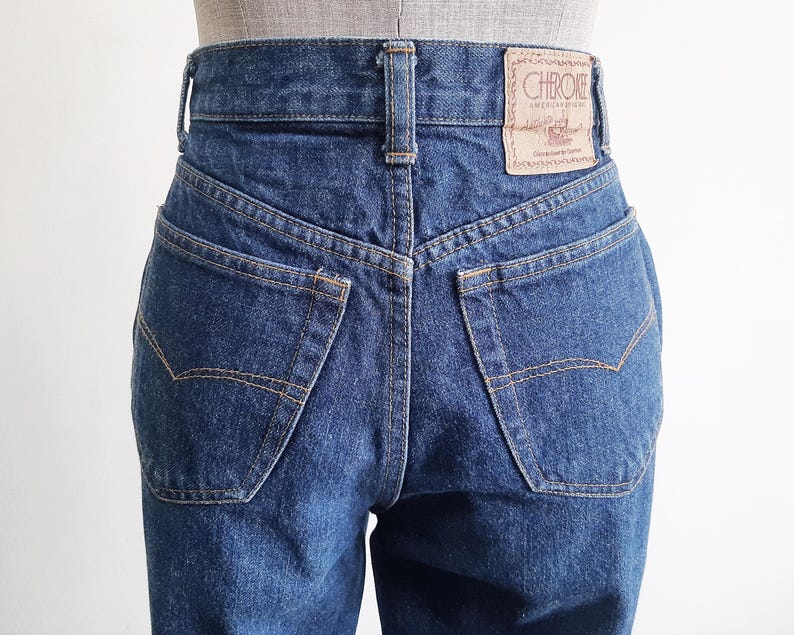 Vintage Blue Tapered Jeans Womens High Waisted Slim Fit Pants XS 25" Waist