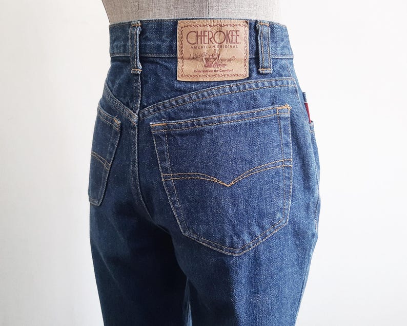 Vintage Blue Tapered Jeans Womens High Waisted Slim Fit Pants XS 25" Waist